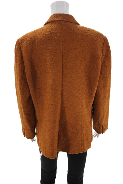 L'Agence Women Brown Collared Long Sleeve Solid Blazer Button Size 14