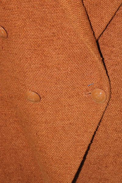 L'Agence Women Brown Collared Long Sleeve Solid Blazer Button Size 14