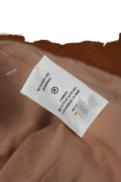 L'Agence Women Brown Collared Long Sleeve Solid Blazer Button Size 14
