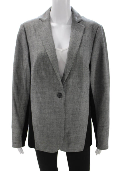 Akris Punto Unisex Herringbone Wool Blend Blazer Gray Long Sleeve Size 14