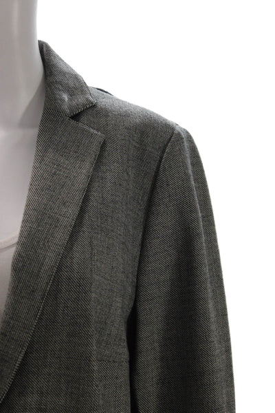 Akris Punto Unisex Herringbone Wool Blend Blazer Gray Long Sleeve Size 14