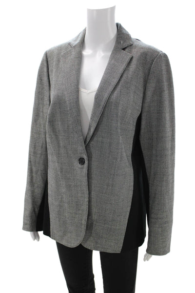 Akris Punto Unisex Herringbone Wool Blend Blazer Gray Long Sleeve Size 14