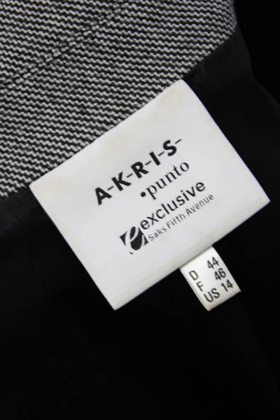 Akris Punto Unisex Herringbone Wool Blend Blazer Gray Long Sleeve Size 14
