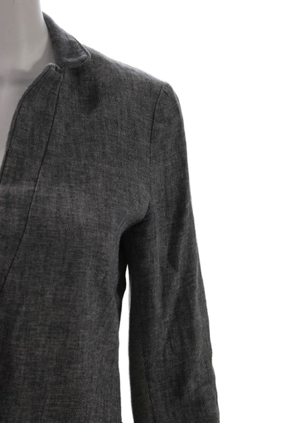 Vince Women Gray Button Blazer Mock Neck Long Sleeve Classic Size 2