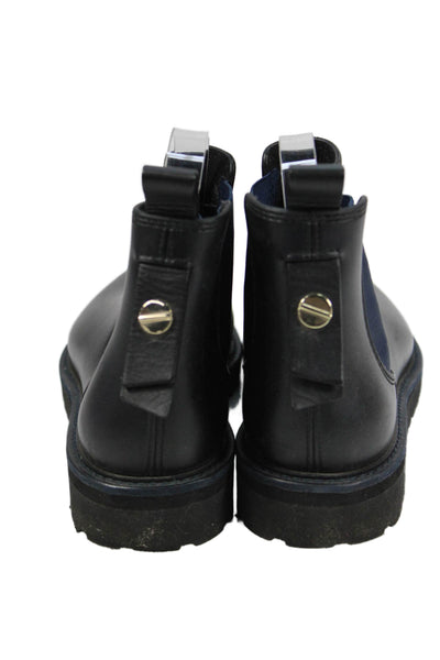 L.K. Bennett Women's Round Toe Leather Pull-On Chelsea Boots Black Size 6