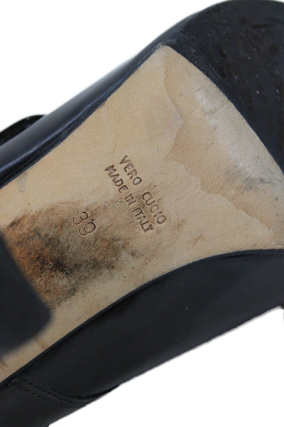 Taryn Rose Womens Leather Peep Toe Buckled Pump High Heels Black Size 9