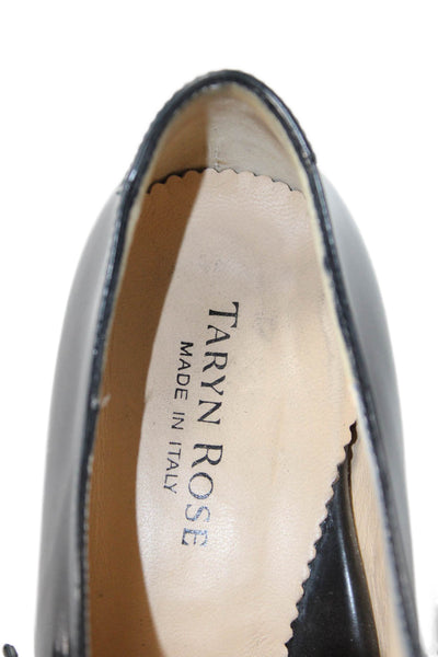 Taryn Rose Womens Leather Peep Toe Buckled Pump High Heels Black Size 9