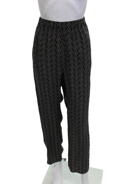 Elaine Kim Womens Black Silk Geometric Pants Size XL