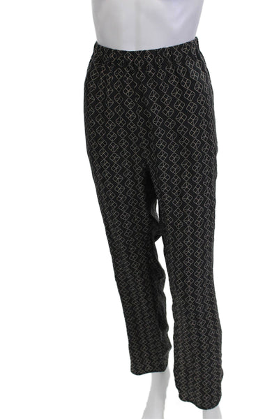 Elaine Kim Womens Black Silk Geometric Pants Size XL
