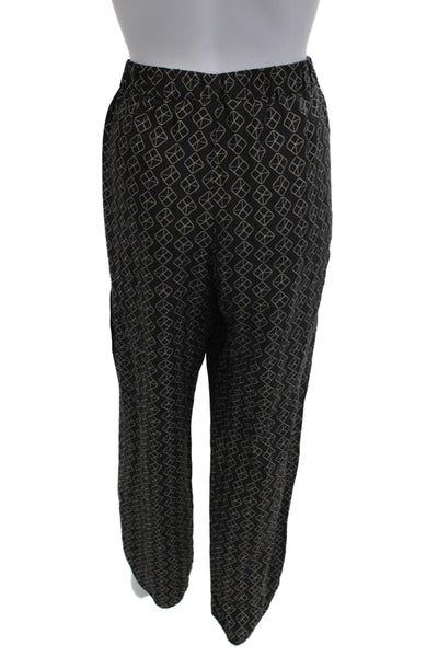 Elaine Kim Womens Black Silk Geometric Pants Size XL