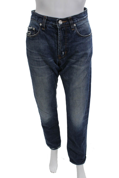 Flux Melbourne Mens Straight Jeans Dark Blue Button Mid Rise Size 32