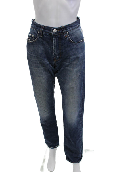 Flux Melbourne Mens Straight Jeans Dark Blue Button Mid Rise Size 32