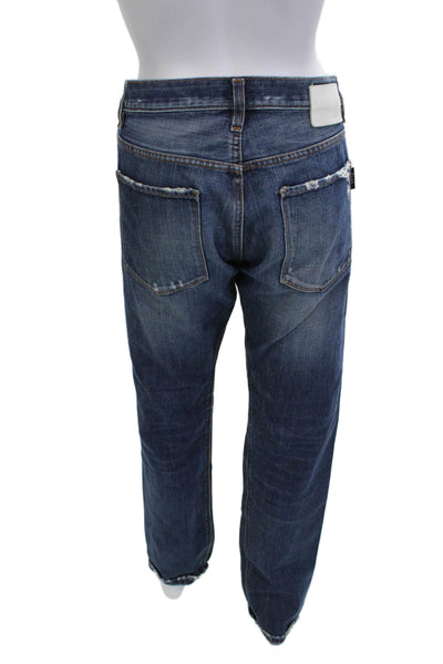 Flux Melbourne Mens Straight Jeans Dark Blue Button Mid Rise Size 32