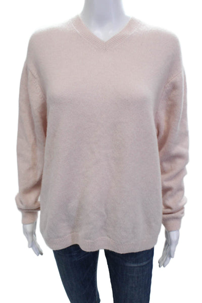 Uniqlo Womens V Neck Cashmere Blend Pullover Pink Sweater Size M