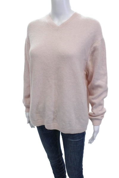 Uniqlo Womens V Neck Cashmere Blend Pullover Pink Sweater Size M