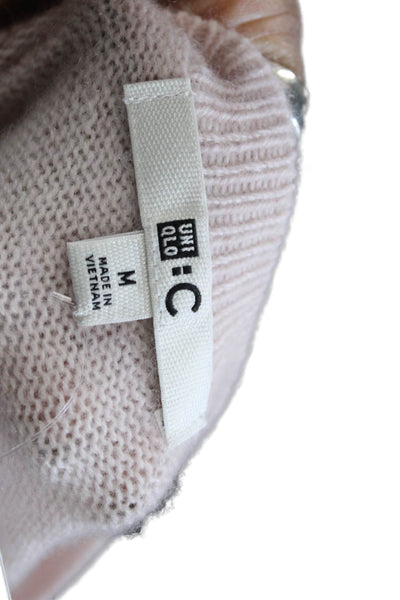 Uniqlo Womens V Neck Cashmere Blend Pullover Pink Sweater Size M