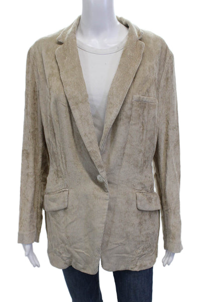 Rag & Bone Womens Beige Striped Collared Button Viscose Blazer Size 12