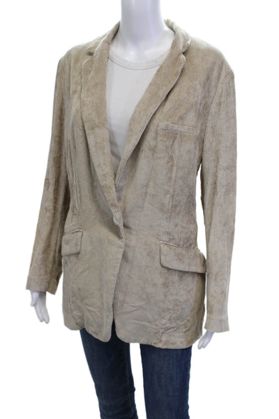 Rag & Bone Womens Beige Striped Collared Button Viscose Blazer Size 12
