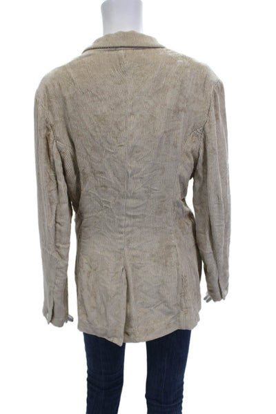 Rag & Bone Womens Beige Striped Collared Button Viscose Blazer Size 12