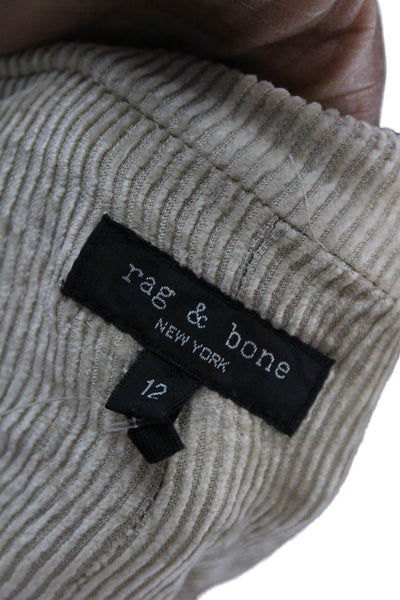 Rag & Bone Womens Beige Striped Collared Button Viscose Blazer Size 12