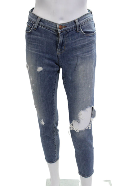 J Brand Women Ankle Cropped Blue Jeans Mid Rise 26 Inseam Size 25