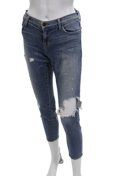 J Brand Women Ankle Cropped Blue Jeans Mid Rise 26 Inseam Size 25