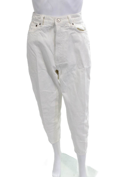 Zara Womens Cropped White High Rise Cotton Pants Size 4