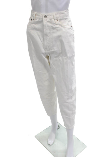 Zara Womens Cropped White High Rise Cotton Pants Size 4