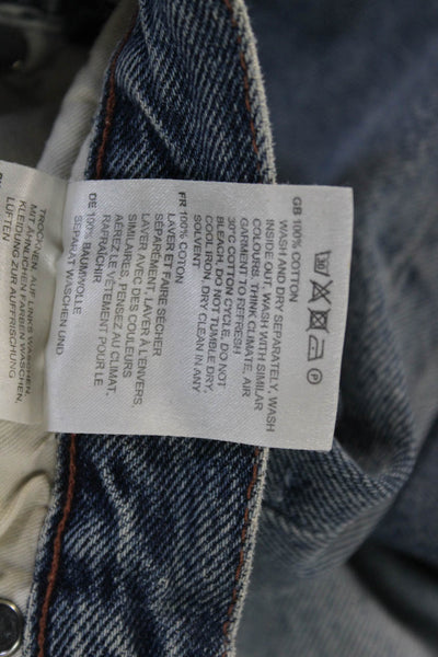 Toteme Women Cropped Mom Jeans Blue High Waist Button 100% Cotton Size 27