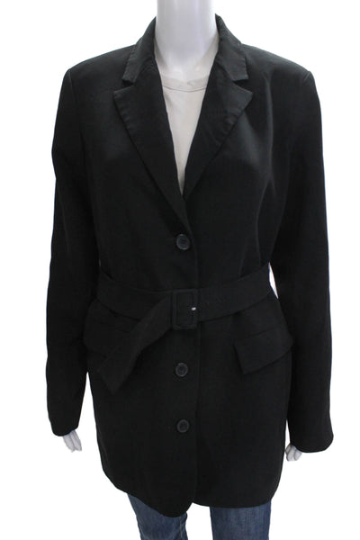 Amanda Uprichard Womens Black Buckle Blazer Long Sleeve Polyester Size S