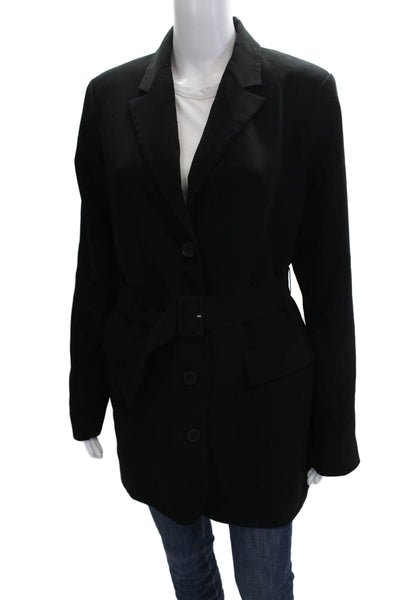 Amanda Uprichard Womens Black Buckle Blazer Long Sleeve Polyester Size S