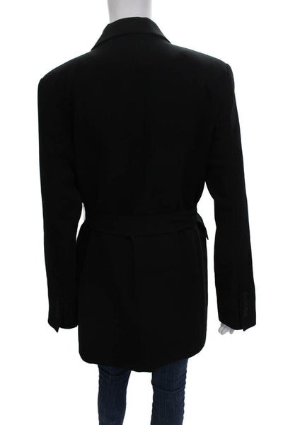 Amanda Uprichard Womens Black Buckle Blazer Long Sleeve Polyester Size S