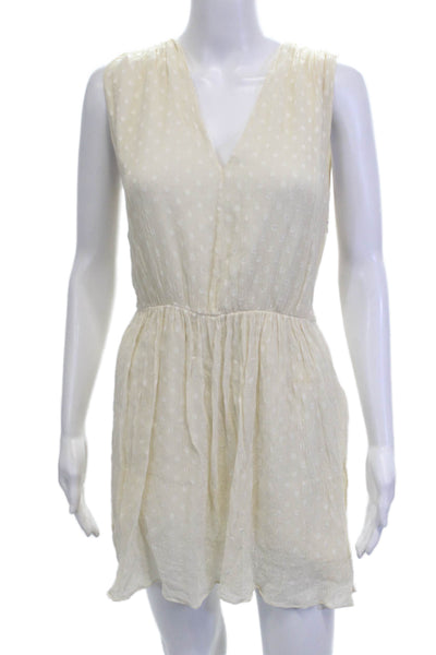 Burberry Brit Women Sundress Beige Polka Dot V-Neck Size 10
