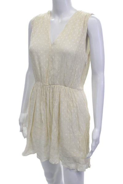 Burberry Brit Women Sundress Beige Polka Dot V-Neck Size 10