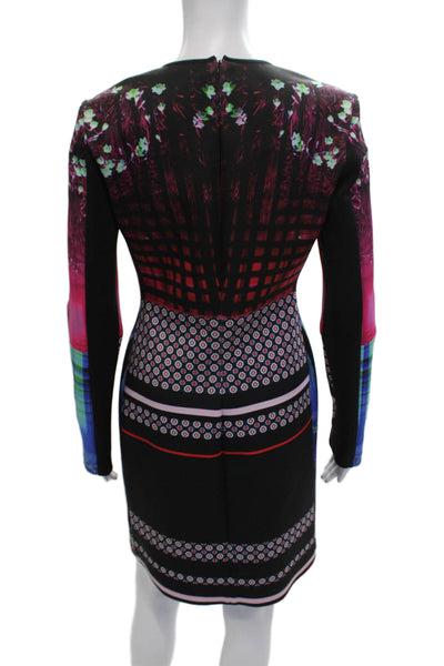 Clover Canyon Women Black Bodycon Mini Dress Long Sleeve Round Neck Size L