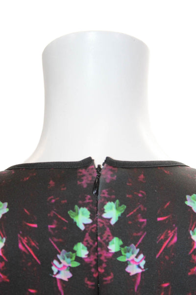 Clover Canyon Women Black Bodycon Mini Dress Long Sleeve Round Neck Size L
