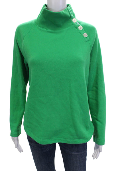 J Crew Womens Henley Sweatshirts Mock Neck Button Long Sleeve Green Size S