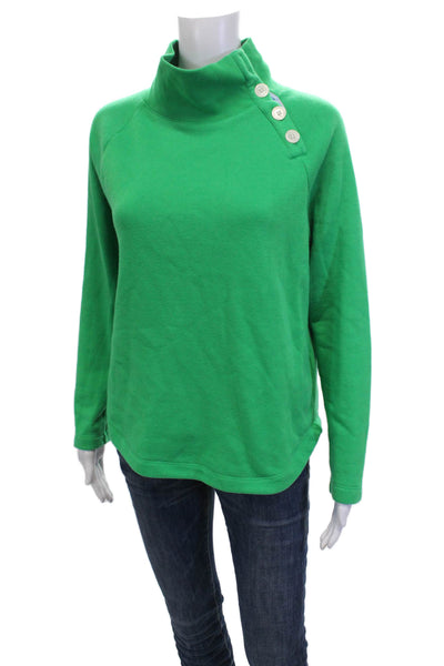 J Crew Womens Henley Sweatshirts Mock Neck Button Long Sleeve Green Size S