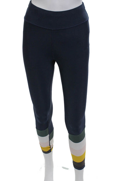 The Upside Womens Ankle Striped Nylon Dark Blue Leggings Size 4
