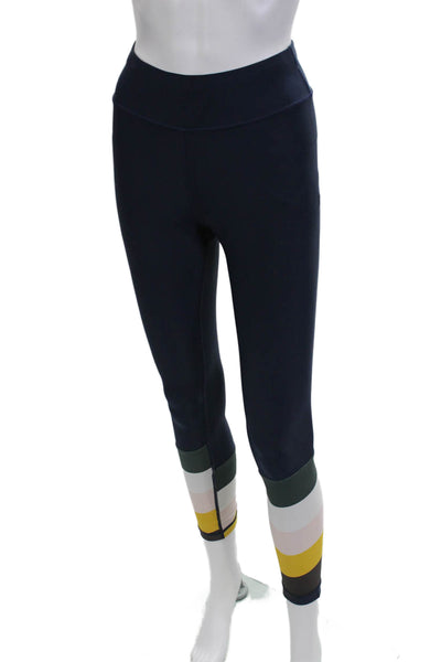 The Upside Womens Ankle Striped Nylon Dark Blue Leggings Size 4