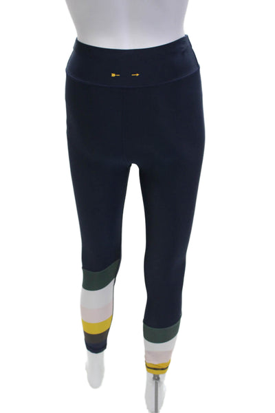 The Upside Womens Ankle Striped Nylon Dark Blue Leggings Size 4