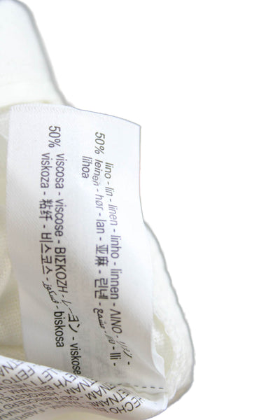 Zara Women Cropped Ankle Dress Pants White Linen Viscose Size XS