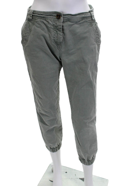 Boden Womens Cropped Jogger Pants Gray Button Size 2P