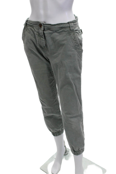 Boden Womens Cropped Jogger Pants Gray Button Size 2P
