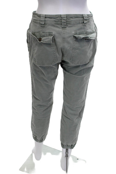 Boden Womens Cropped Jogger Pants Gray Button Size 2P