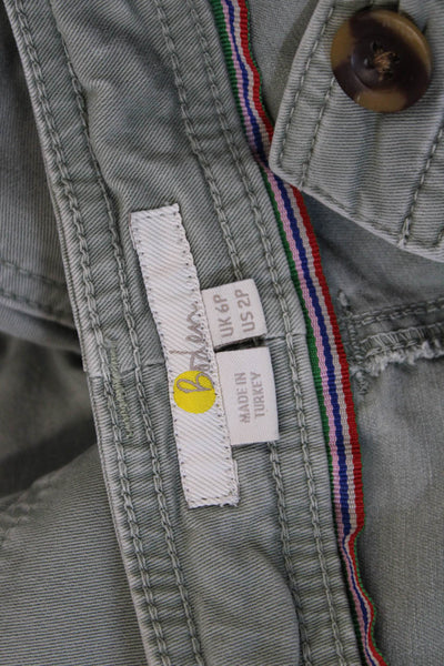 Boden Womens Cropped Jogger Pants Gray Button Size 2P