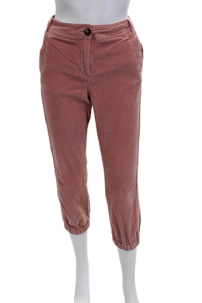 Boden Womens Cropped Jogger Pants Pink Cotton Blend Size 2P