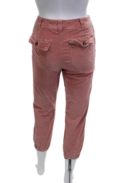 Boden Womens Cropped Jogger Pants Pink Cotton Blend Size 2P