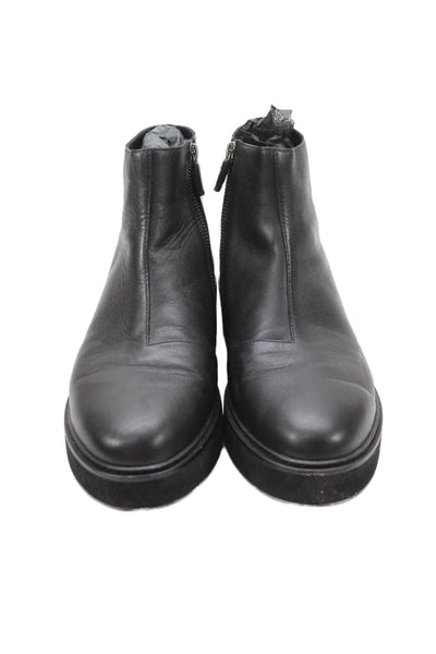 Eileen Fisher Women's Leather Round Toe Ankle Boots Black Size 11