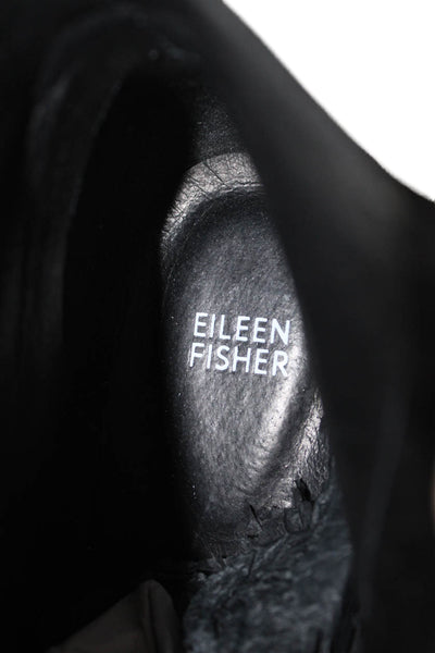 Eileen Fisher Women's Leather Round Toe Ankle Boots Black Size 11